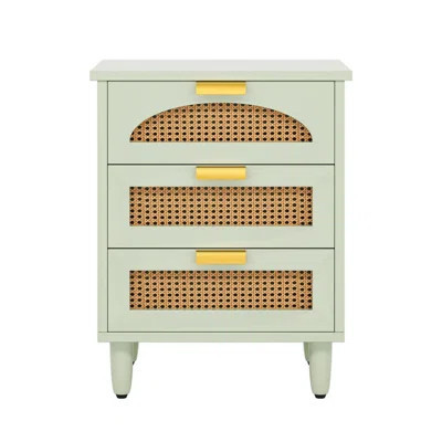 Rattan Nightstand With Storage, Wood Frame, Farmhouse Style For Home | Wayfair North America