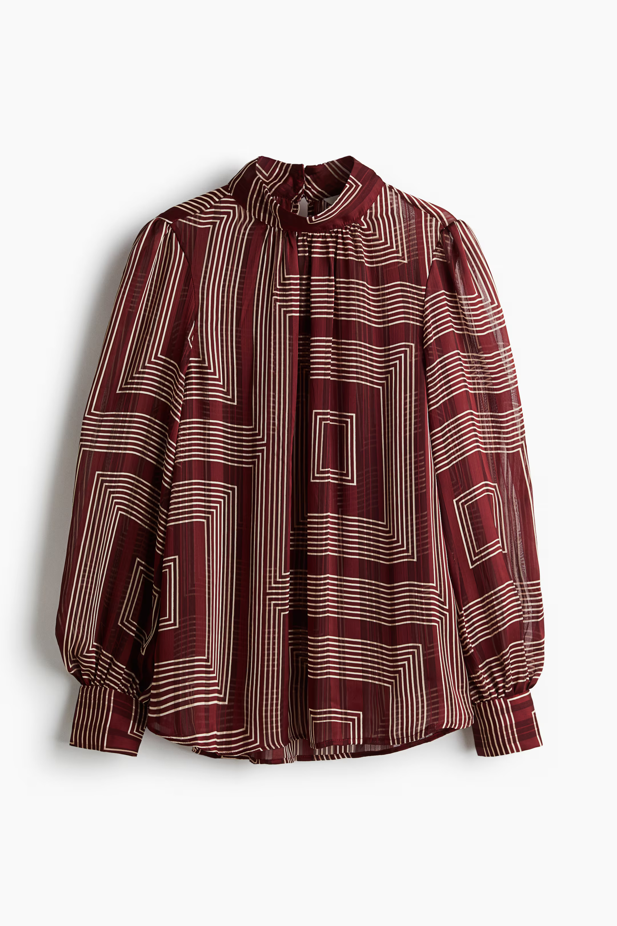 Patterned blouse - Long sleeve - Regular length - Dark red/Patterned - Ladies | H&M GB | H&M (UK, MY, IN, SG, PH, TW, HK)