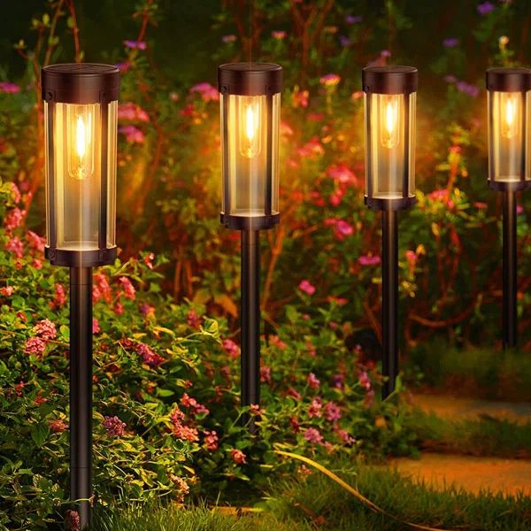 Black Low Voltage Solar Powered Integrated LED Pathway Light Pack | Wayfair North America