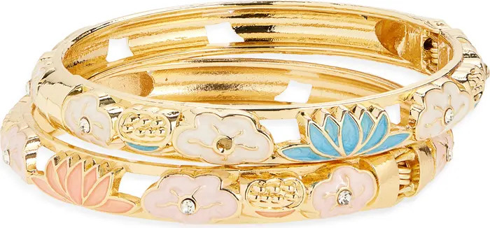 NATASHA Set of 2 Assorted Flower Bangle Bracelets | Nordstromrack | Nordstrom Rack