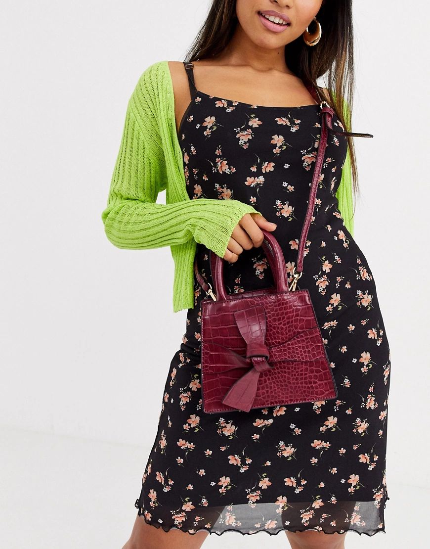 Glamorous mini crossbody bag with tie front and grab handle-Red | ASOS (Global)