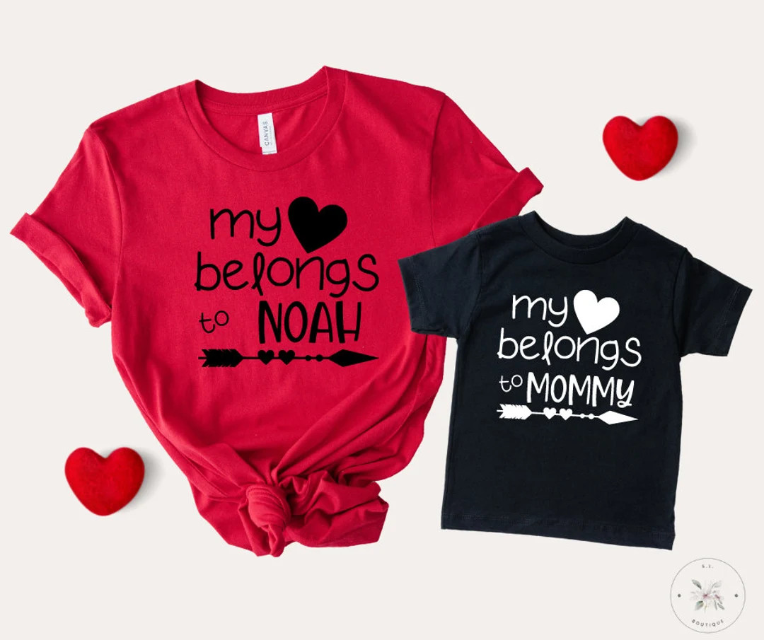 My Heart Belongs to Mommy and Me Shirts, Mom and Son Matching Shirts, New Mom Gift, Personalized ... | Etsy (US)