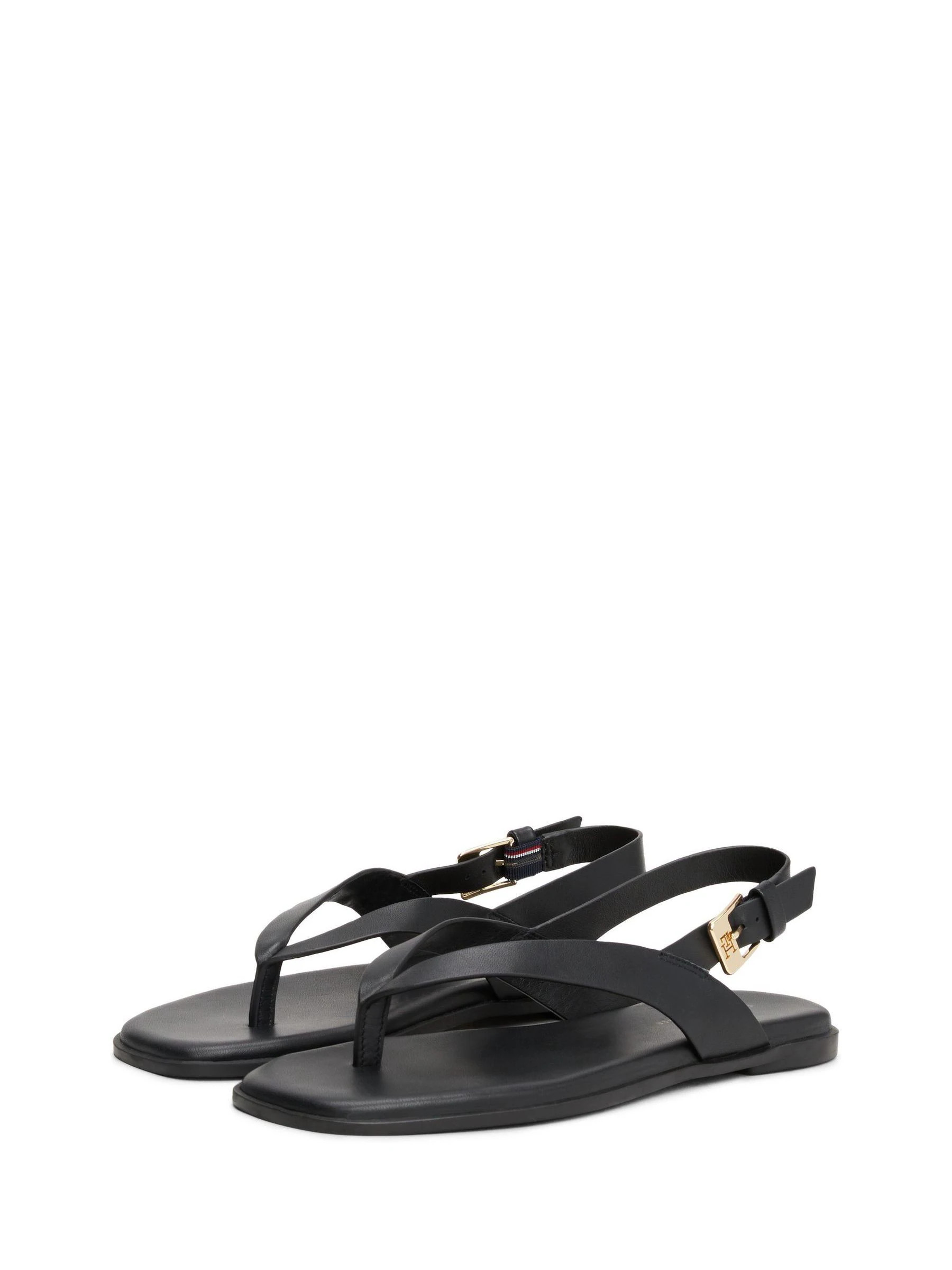 Tommy Hilfiger Black Leather Colour Blocked Square Toe Sandals 45 | Next US