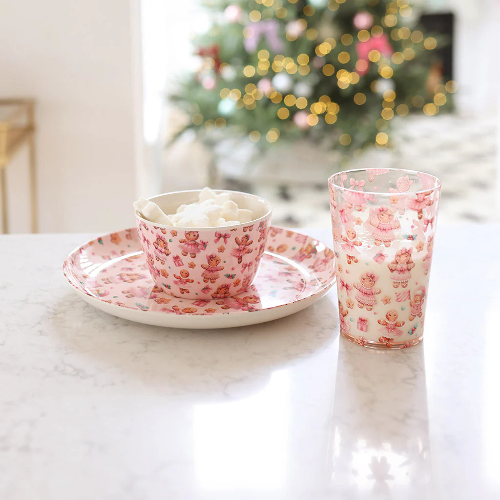 Gingerbread Pink Holiday Ginger Posh Dinnerware Set | Posh Peanut® | Posh Peanut