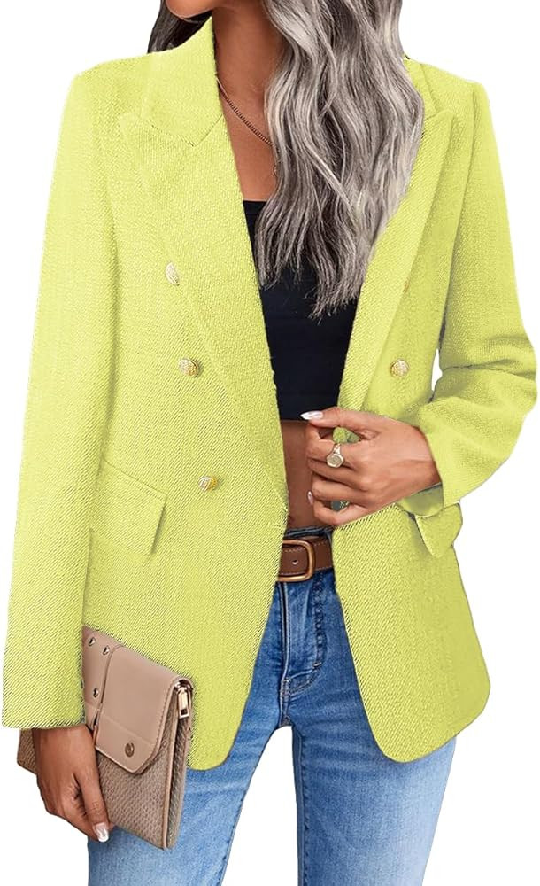 2025 Women's Spring Tweed Blazer Jacket Plaid Fully-Lined Fashion Business Casual Lapel Elegant C... | Amazon (US)