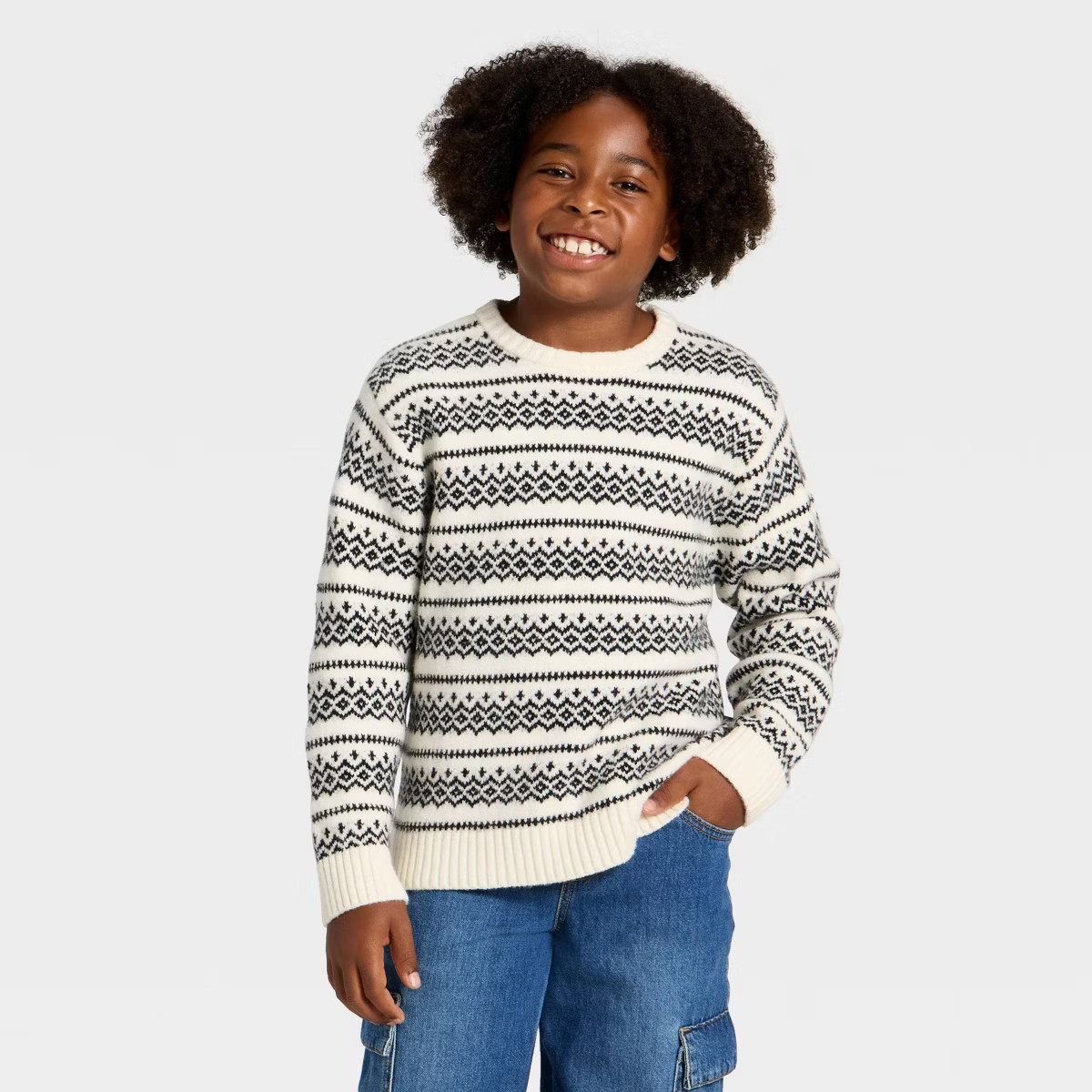 Boys' Fair Isle Pullover Sweater - Cat & Jack™ Cream XS | Target