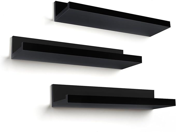 Americanflat 14 Inch Floating Shelves for Wall - Black Composite Wood Shelves for Bedroom, Living... | Amazon (US)