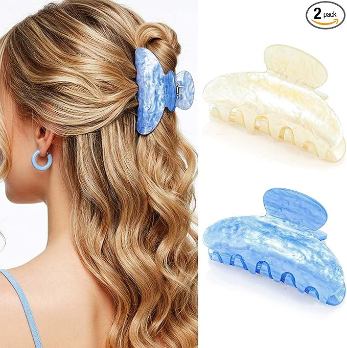 Reaky Acrylic Claw Clip Pink Hair Clips Cute Medium Hair Claws Hair Accessories for Women (lake b... | Amazon (UK)
