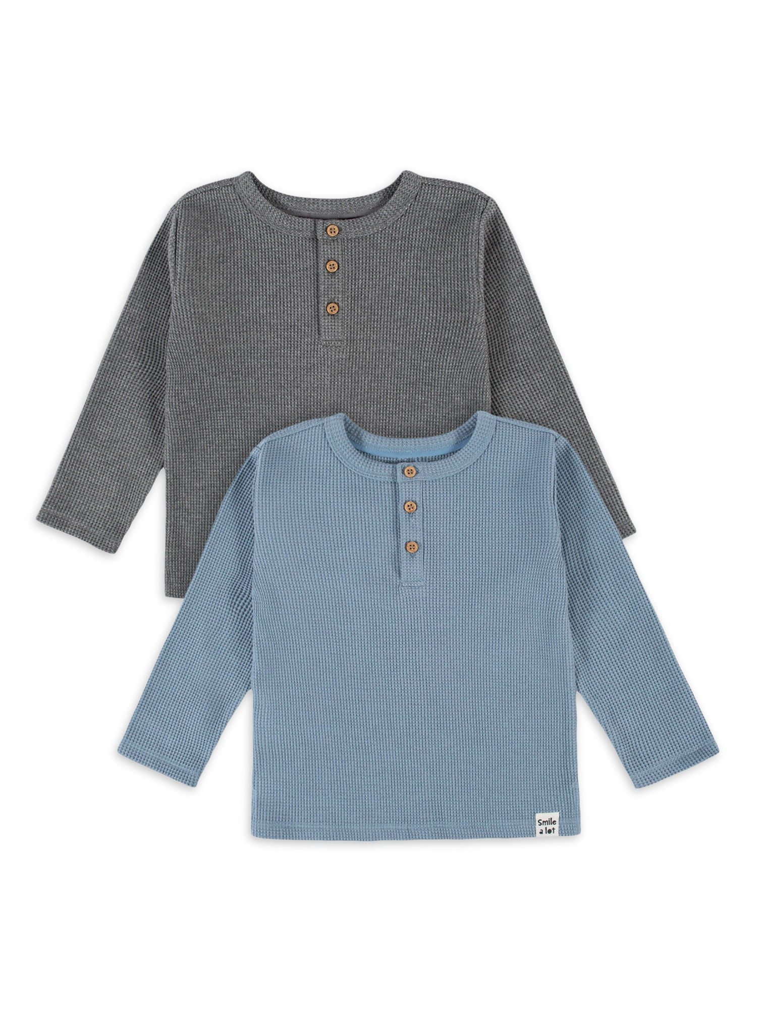 Modern Moments by Gerber Baby and Toddler Boy Long-Sleeve Waffle Henley T-Shirts, 2-Pack, Sizes 1... | Walmart (US)
