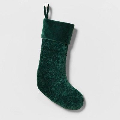 Velvet Quilted Christmas Stocking Green - Wondershop&#8482; | Target