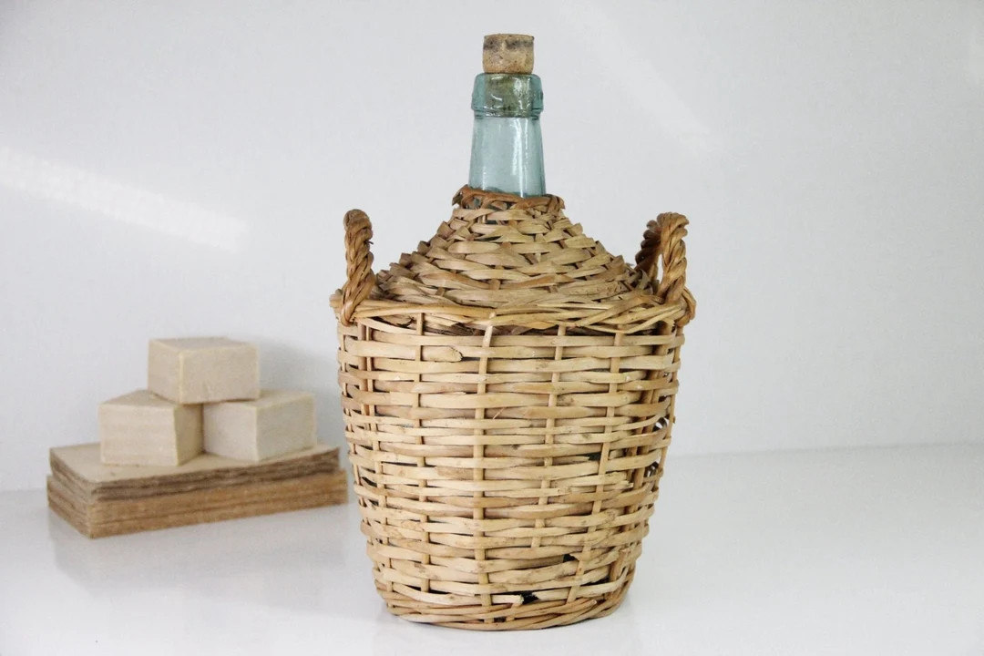 Wicker Bottle Antique Demi-john - Etsy | Etsy (US)