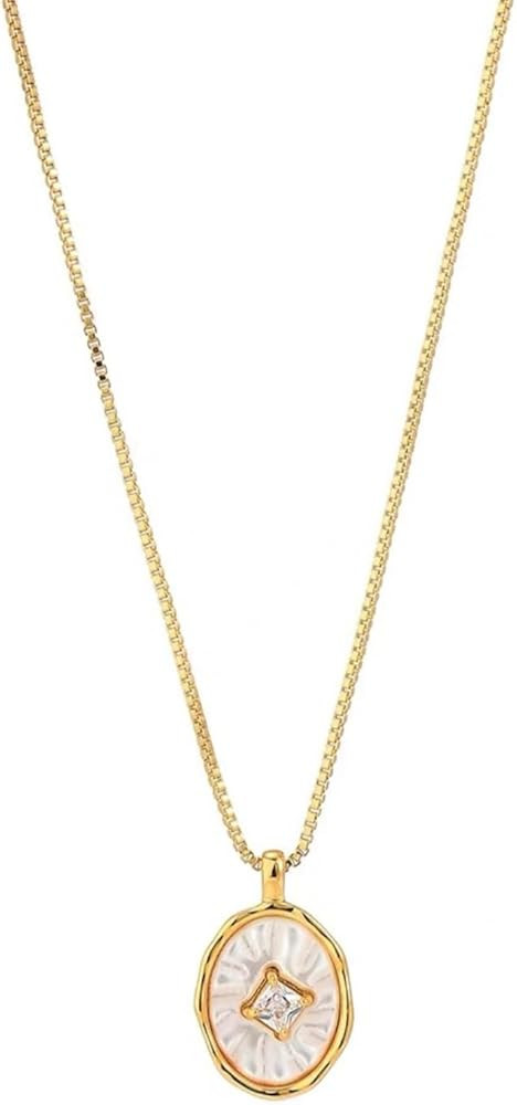 18k Yellow Gold Pendant Necklace for Women,Zircon necklace,18k Yellow Gold Zirconia CZ Stud Earri... | Amazon (US)