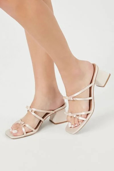 Strappy Satin Bow Block Heels | Forever 21