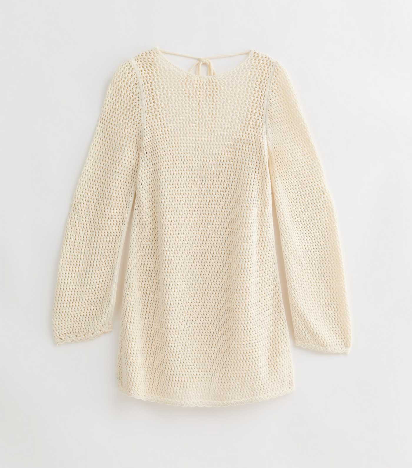 Cream Crochet Long Sleeve Beach Dress
						
						Add to Saved Items
						Remove from Saved Ite... | New Look (UK)