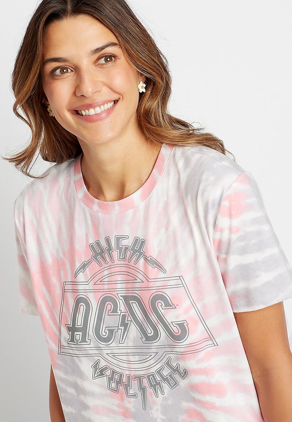 ACDC Tie Dye Oversized Graphic Tee | Maurices