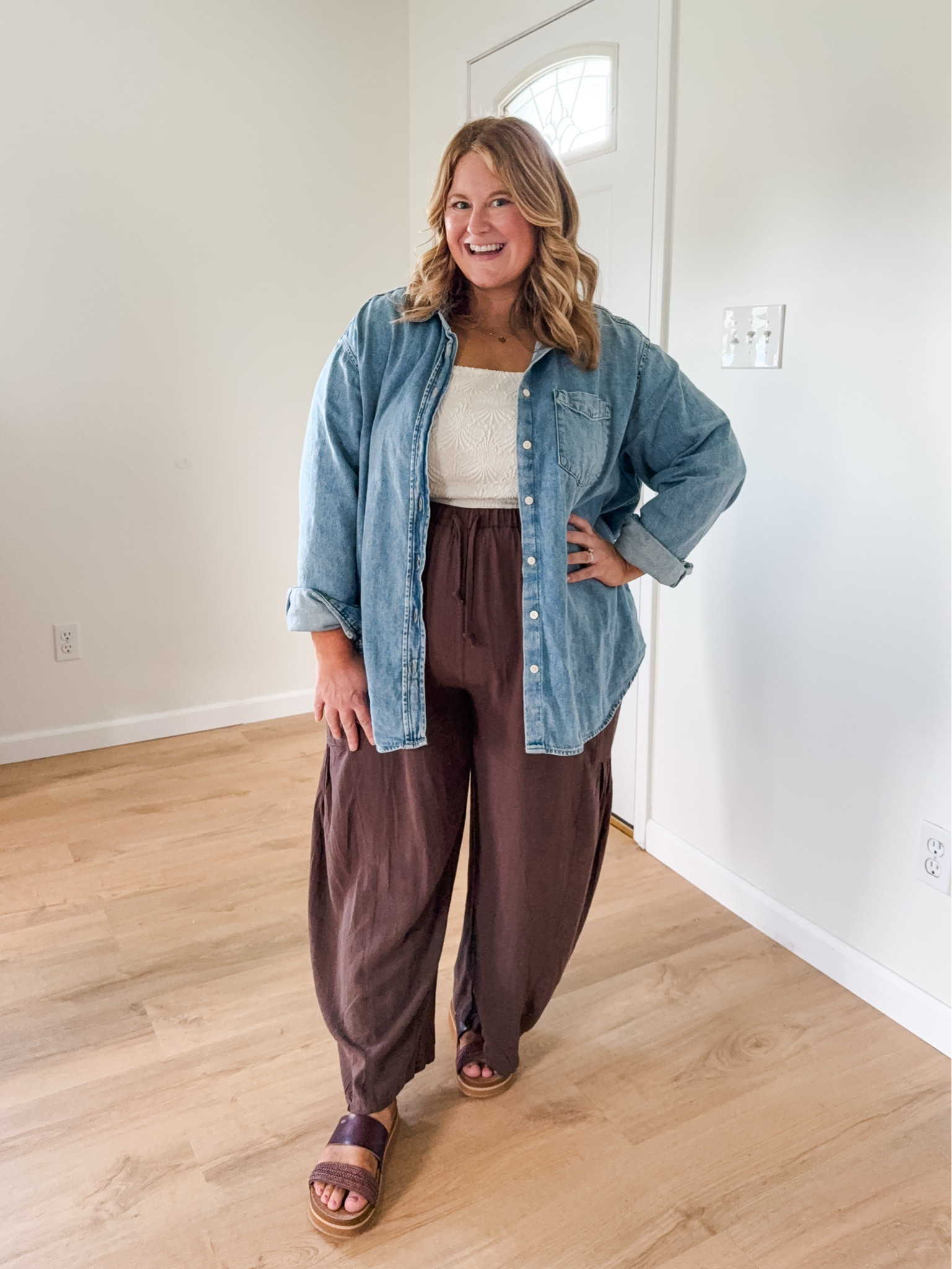 Wearing an XL in my denim shirt, large in my tank, and a large in my linen pants.

#LTKdayinmylife #LTKootd #LTKMidsize