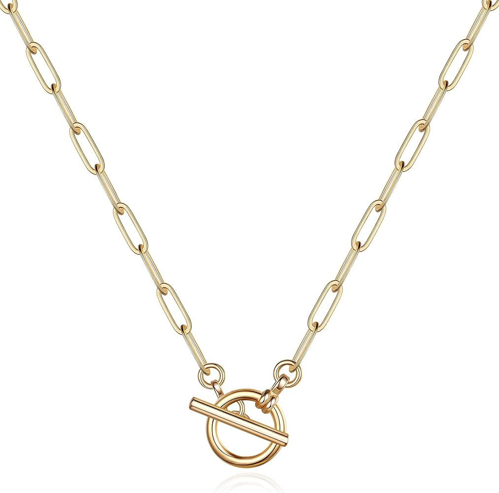 Turandoss 14K-Gold-Plated Necklaces for Women - Lock Evil Eye Medallion Vintage Coin Necklace Bee... | Amazon (US)