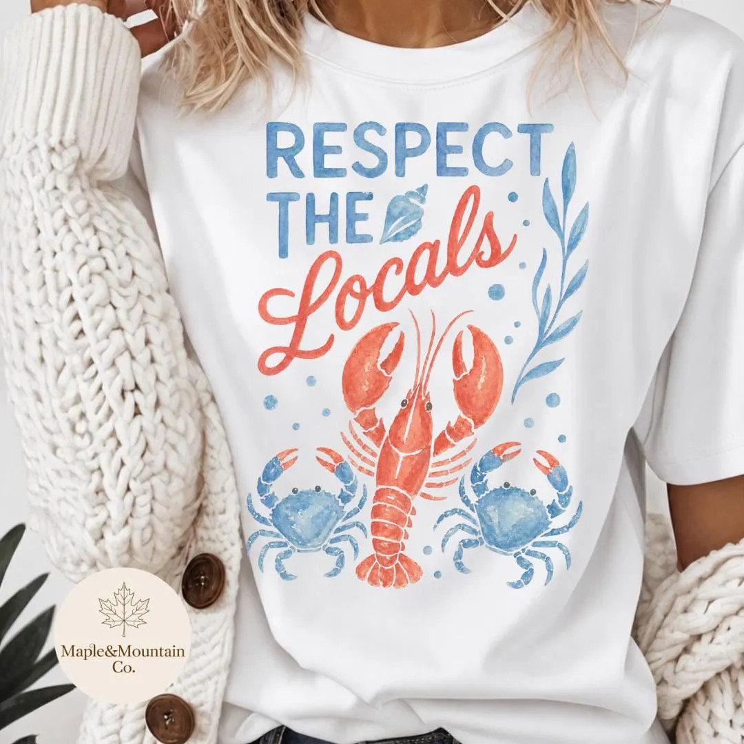 Respect The Locals, Coastal Lobster Tshirt, Beach Shirt, East Coast, Crab Shirt, Graphic Tee | Etsy (Global)