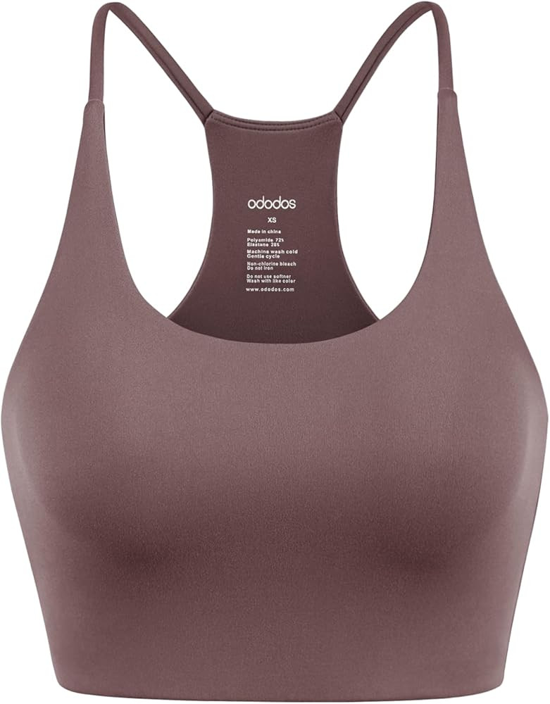 ODODOS Halter Sports Bra for Women Non Padded Strappy Cropped Tops Workout Yoga Crop | Amazon (US)