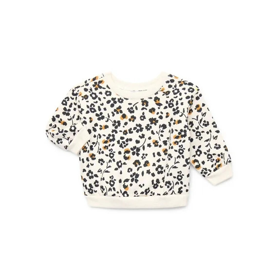 Garanimals Baby Girls Printed Fleece Sweatshirt with Long Sleeves, Sizes 6-24 Months | Walmart (US)