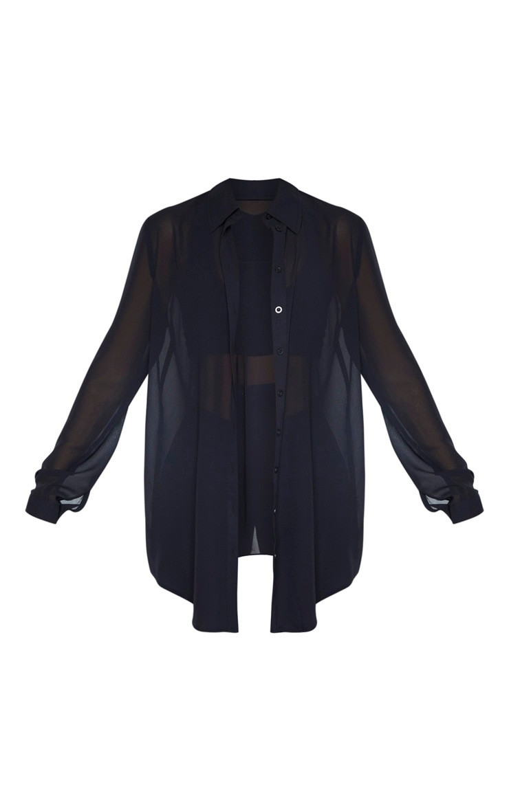 Black Beach Shirt | PrettyLittleThing US