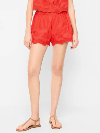 High-Waisted Lace-Trim Shorts | Old Navy (US)