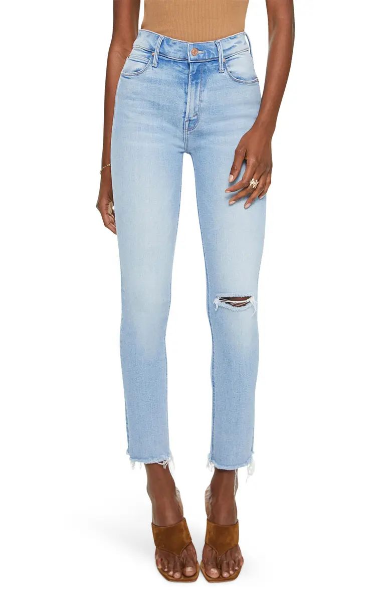 MOTHER The Dazzler Ripped Mid Rise Ankle Slim Jeans | Nordstrom | Nordstrom