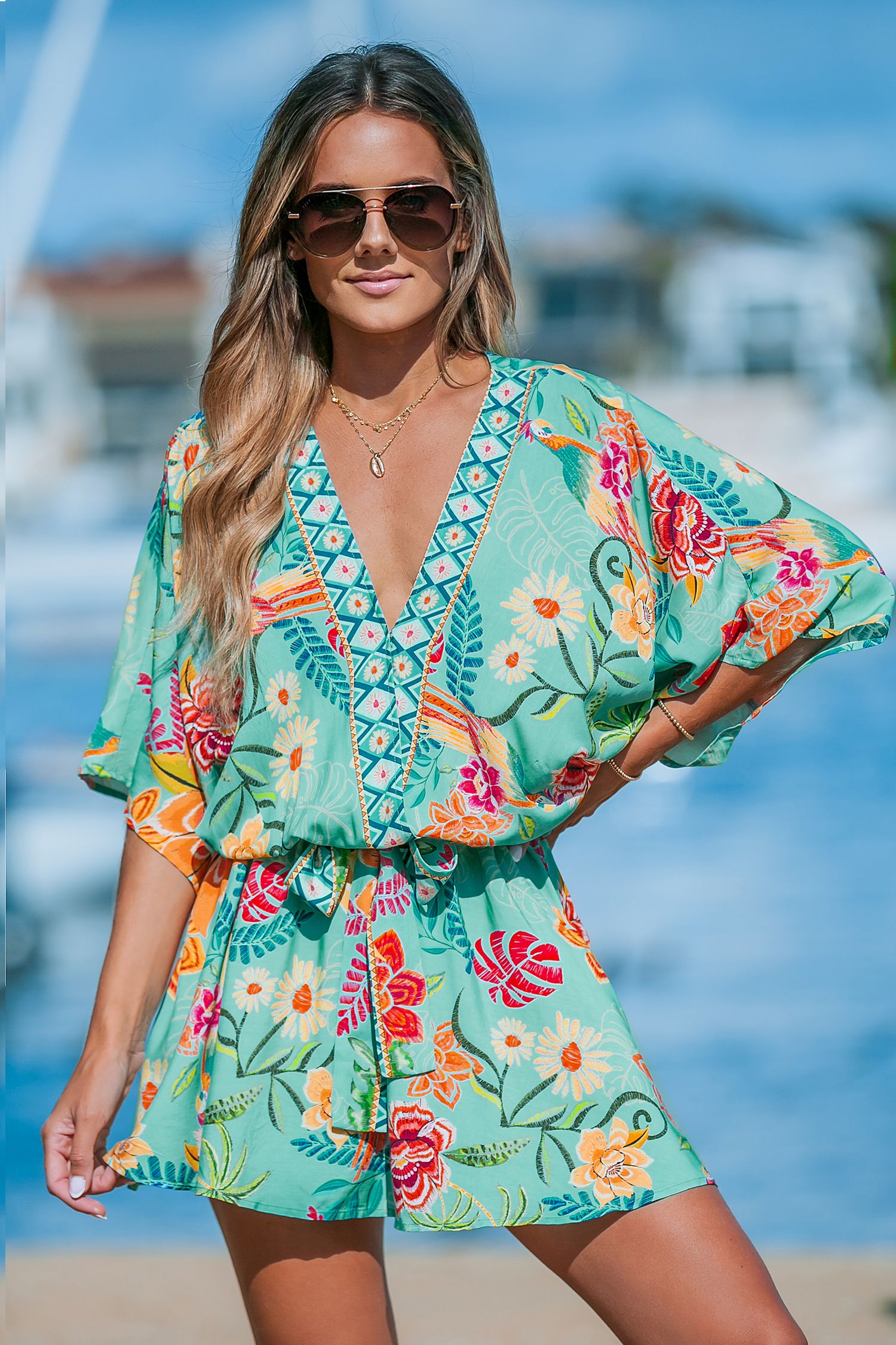 Tropical Dolman Sleeve Casual Mini Dress | Cupshe US