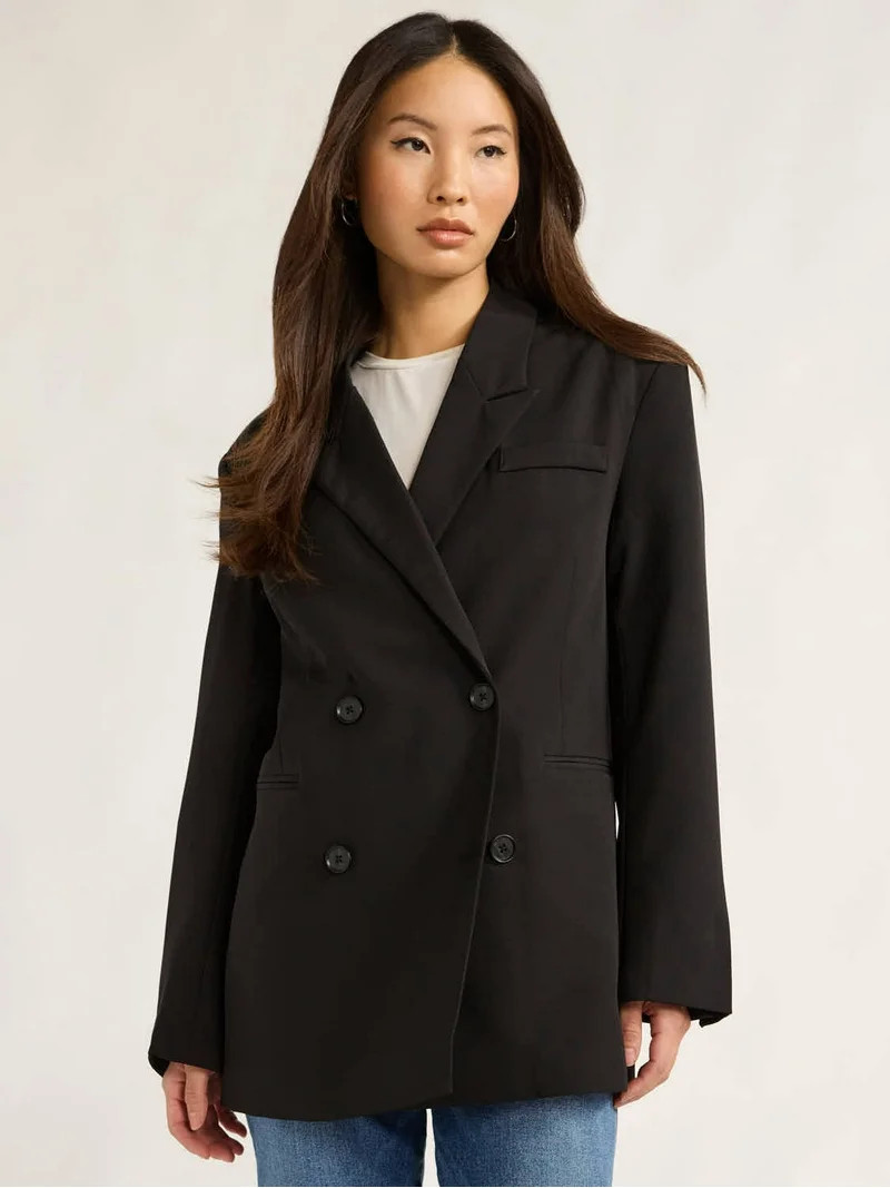 Scoop Women's and Women's Plus Crepe Slouchy Double Breasted Blazer, Sizes XS-4X | Walmart (US)