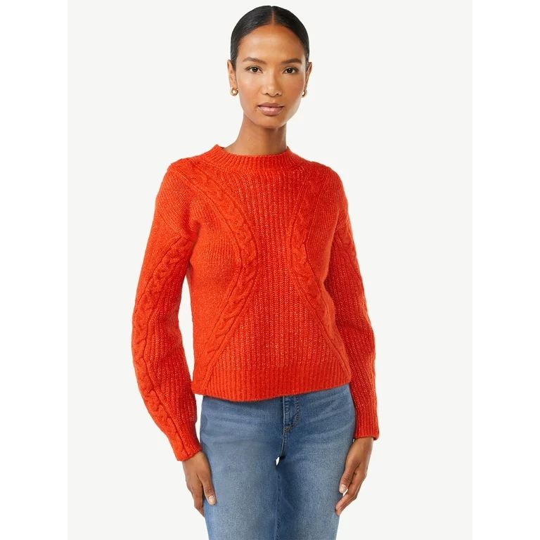 Scoop Women's Textured Cable Knit Sweater - Walmart.com | Walmart (US)