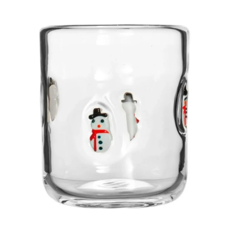 Christmas Juice Glass 14-Ounce Double Layer Old Fashioned Christmas Icon Handblown Cocktail Glass... | Walmart (US)
