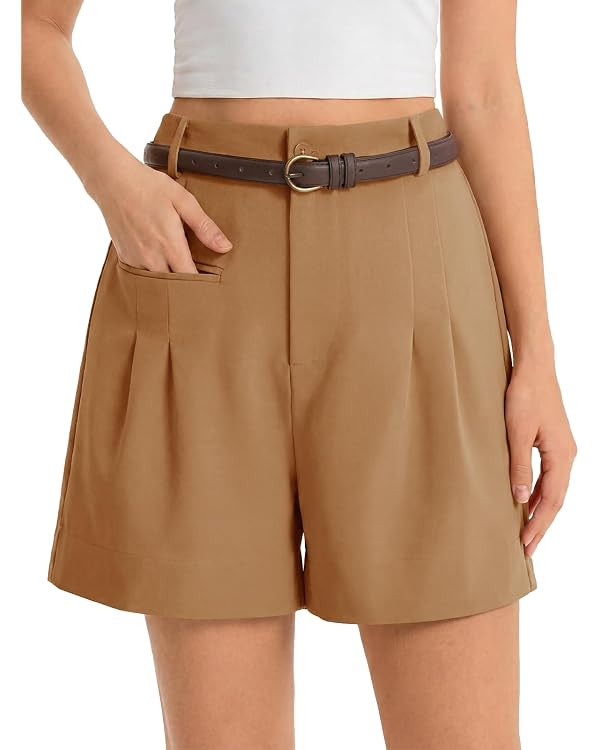 Cicy Bell Dress Shorts for Women High Waisted Dressy Casual Shorts Wide Leg Business Work Pleated... | Amazon (US)