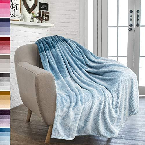 PAVILIA Flannel Fleece Ombre Throw Blanket for Couch | Soft Cozy Microfiber Couch Gradient Accent... | Amazon (US)
