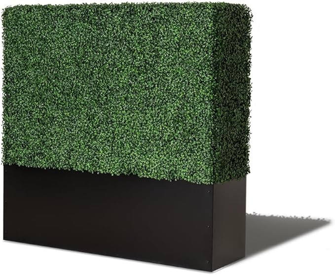 Artificial Boxwood Hedge Wall, Greenery Fake Faux Grass Backdrop Divider with Black Steel Planter... | Amazon (US)