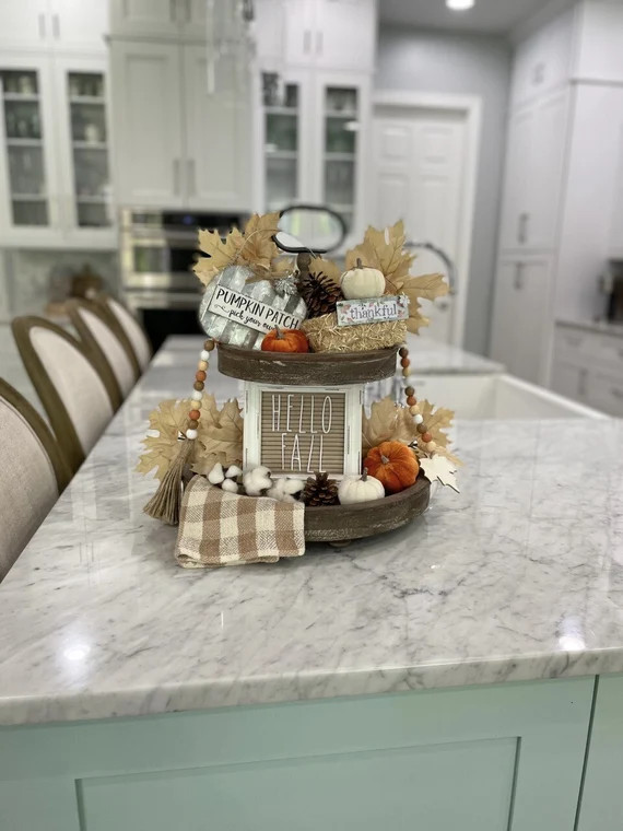 16 Items FALL Thanksgiving Tiered Tray Bundle Side #1 | Wood Stand Set | Farmhouse Pumpkin Leaf |... | Etsy (US)