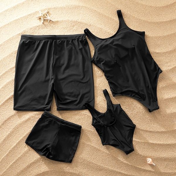 Sweet Letter Print Family Matching Swimsuit in Black | PatPat