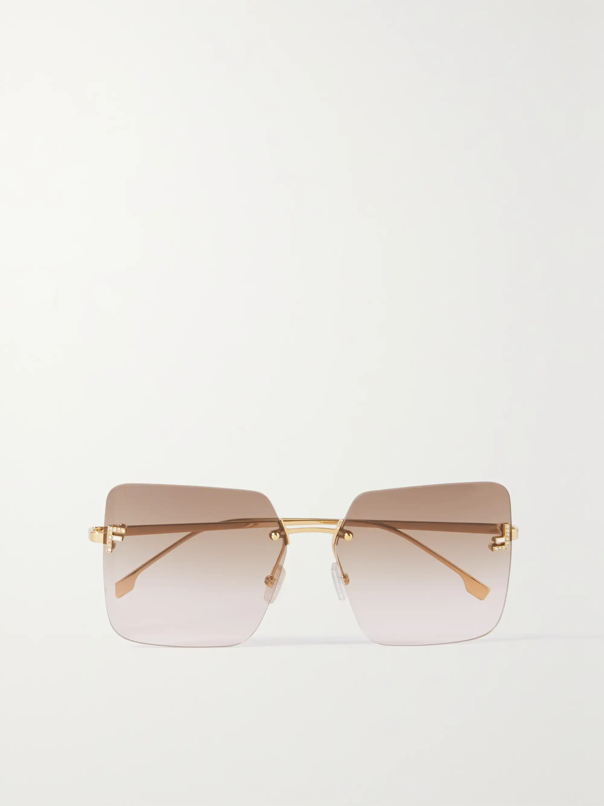Fendi First oversized square-frame gold-tone sunglasses | NET-A-PORTER (US)