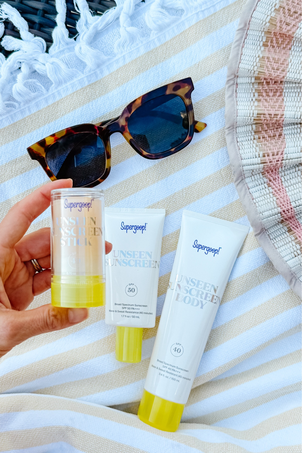 A trio of favorites I keep on repeat year round ~ not just for summer ☀️ Goes on so smooth and feels so good on the skin #ad #supergoop