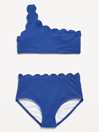 One-Shoulder Scallop-Trim Swim Set for Girls | Old Navy (US)