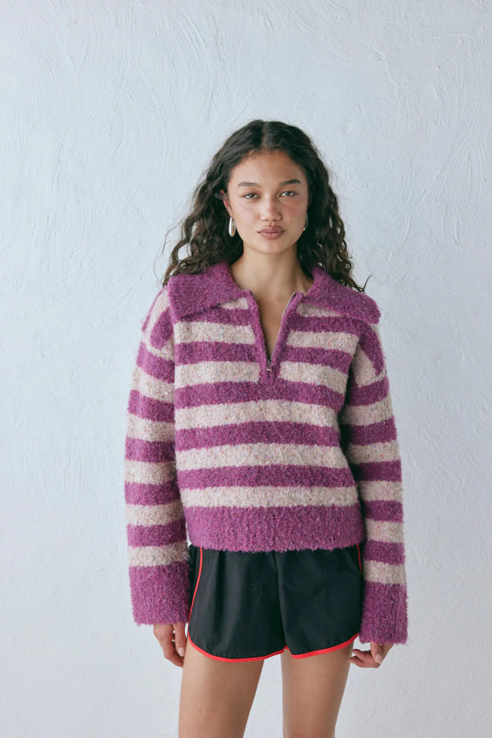 Deana Knit Jumper Purple Stripe | VRG Grl