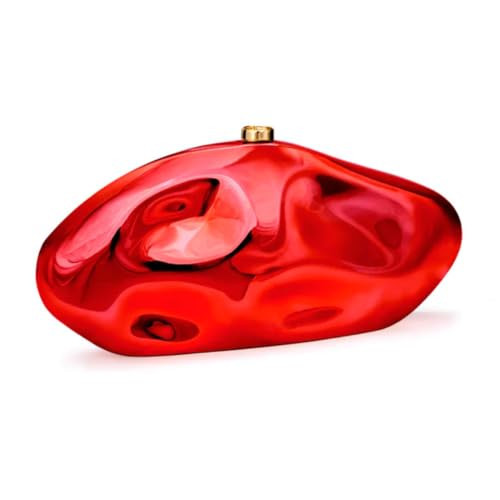 CUXVA Acrylic Shell Clutch Purse for Women Red Metallic Bag Elegant Large Designer Acrylic Evening Handbag for Wedding Party Prom | Amazon (US)