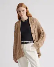 100% Organic Cotton Oversized Cable Cardigan | Quince
