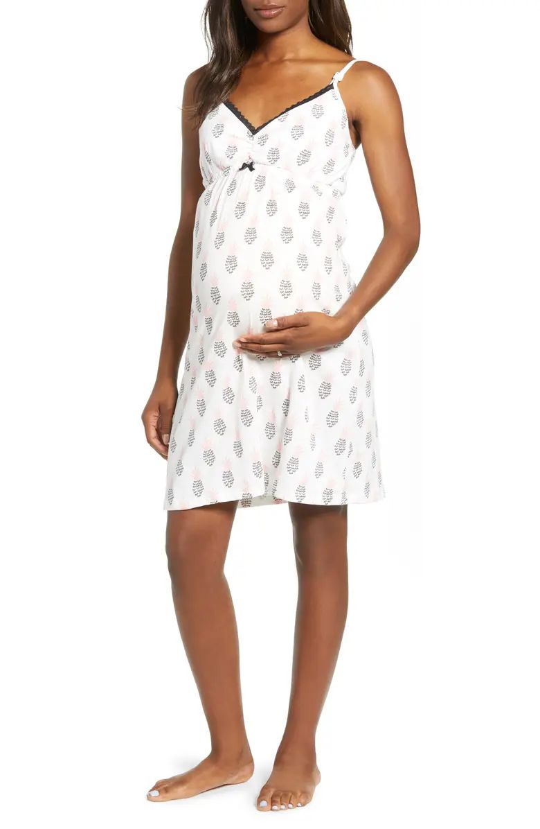 Belabumbum Pineapple Print Maternity/Nursing Chemise | Nordstrom | Nordstrom