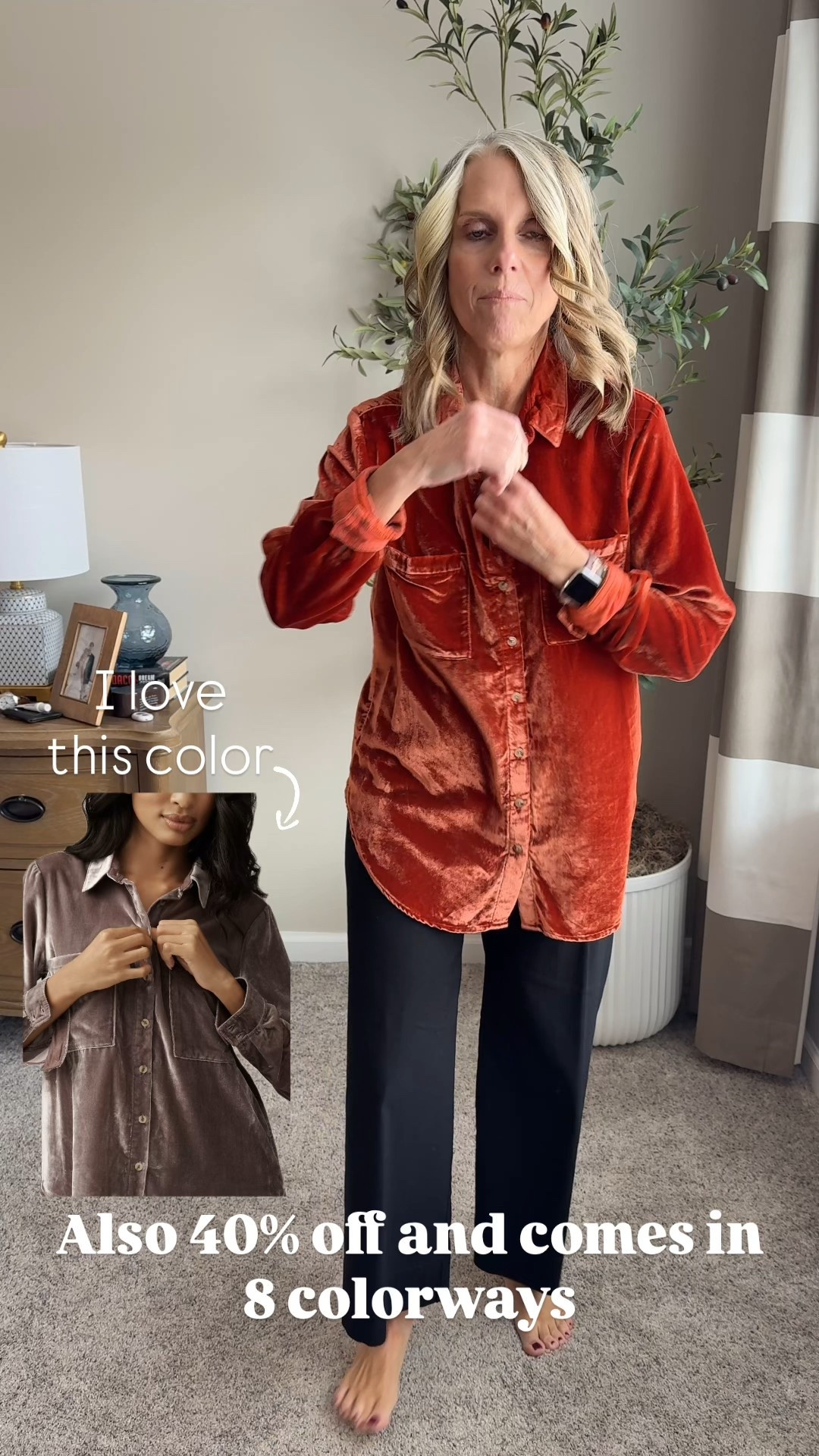 Velvet shirt 40% off. Wearing XS

#LTKGiftGuide #LTKSaleAlert #LTKSeasonal