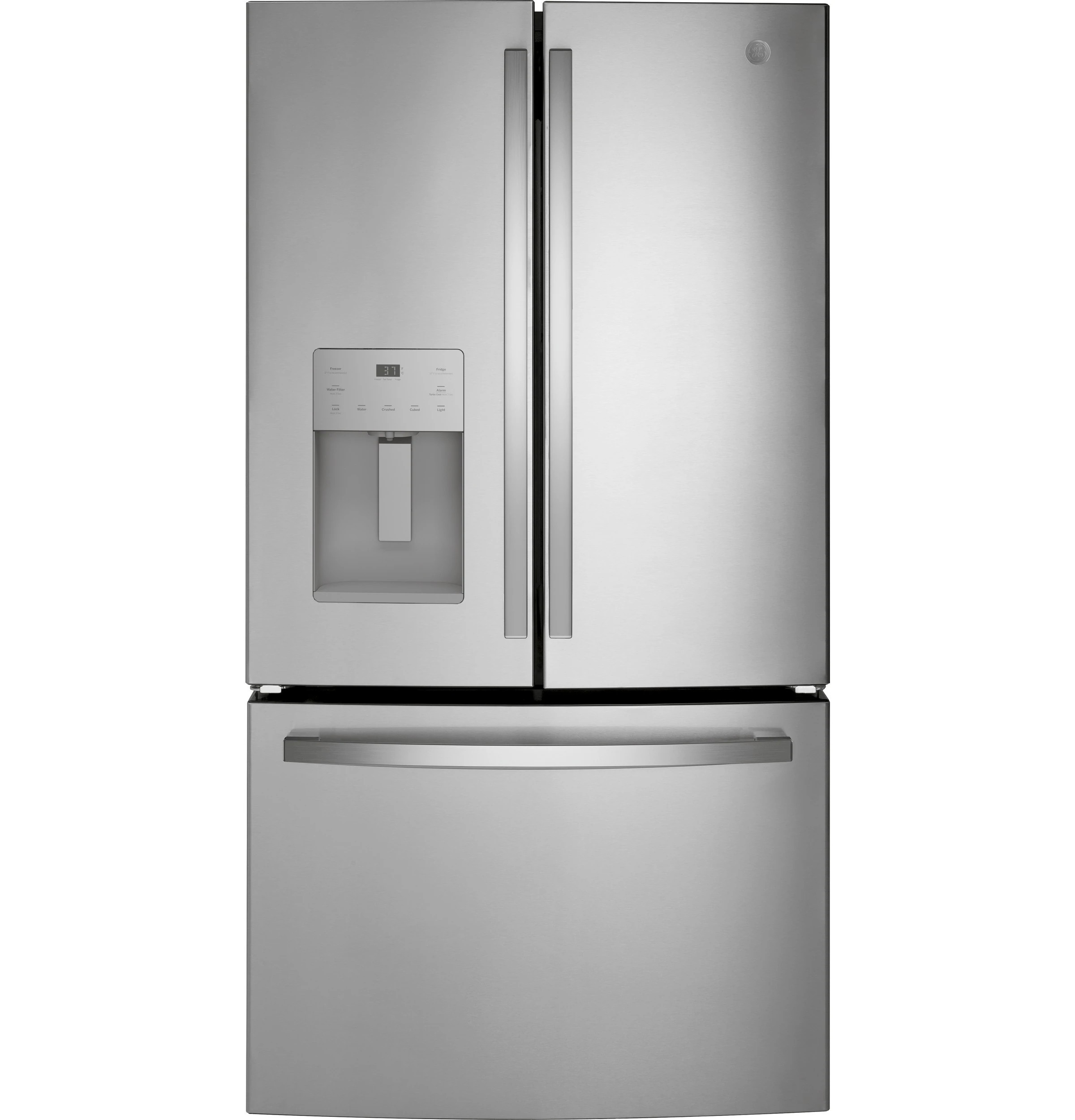 GE Counter-Depth 20.6-cu ft 3 -Door 36-in Wide French Door Refrigerator with Ice Maker with Water and Ice Dispenser Fingerprint-resistant Stainless | Lowe's