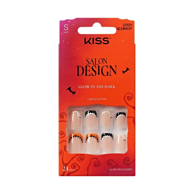 KISS Salon Design Halloween Press On Nails, ‘Midnight Magic’, Beige, Squoval, 24 Count - Walm... | Walmart (US)