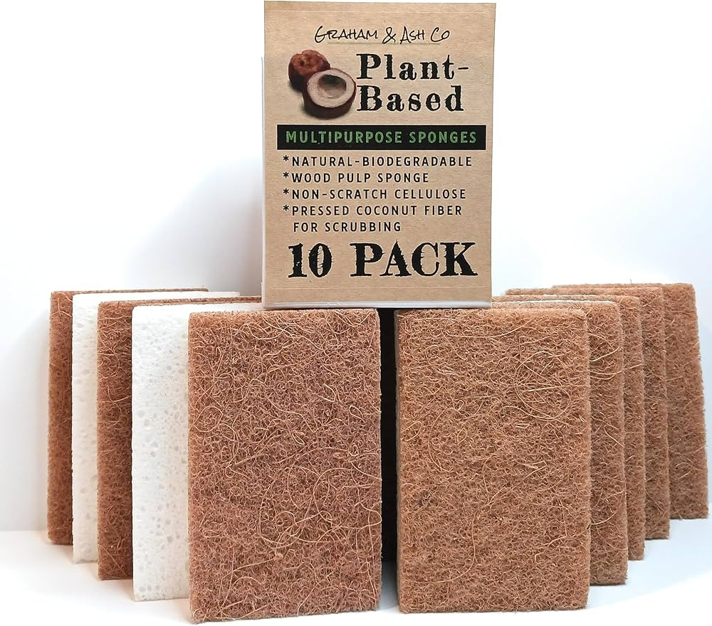 Graham & Ash Co Natural Kitchen Sponge - Biodegradable Compostable Cellulose and Coconut Scrubber... | Amazon (US)