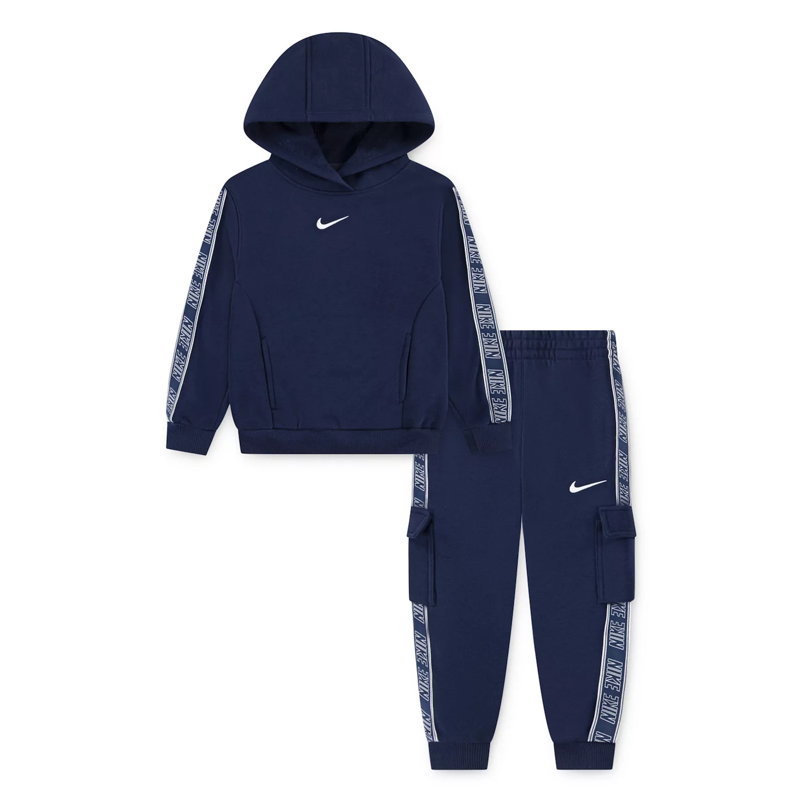 Toddler Boys Nike Fleece Pullover Hoodie & Joggers 2-Piece Set, Toddler Boy's, Size: 3T, Black Navy | Kohl's