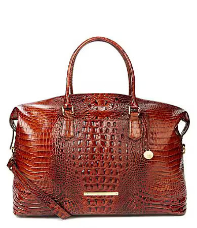 BRAHMIN Melbourne Collection Duxbury Crocodile-Embossed Weekender Bag - Pecan | Dillard's