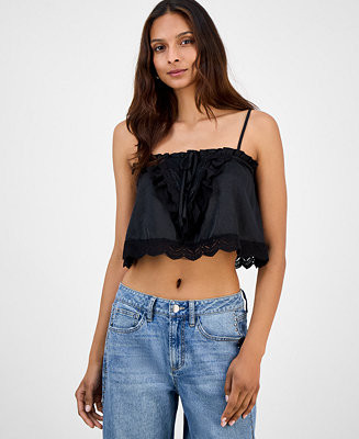 And Now This Women's Lace-Trim Straight-Neck Sleeveless Top, Macy's Exclusive - Macy's | Macy's